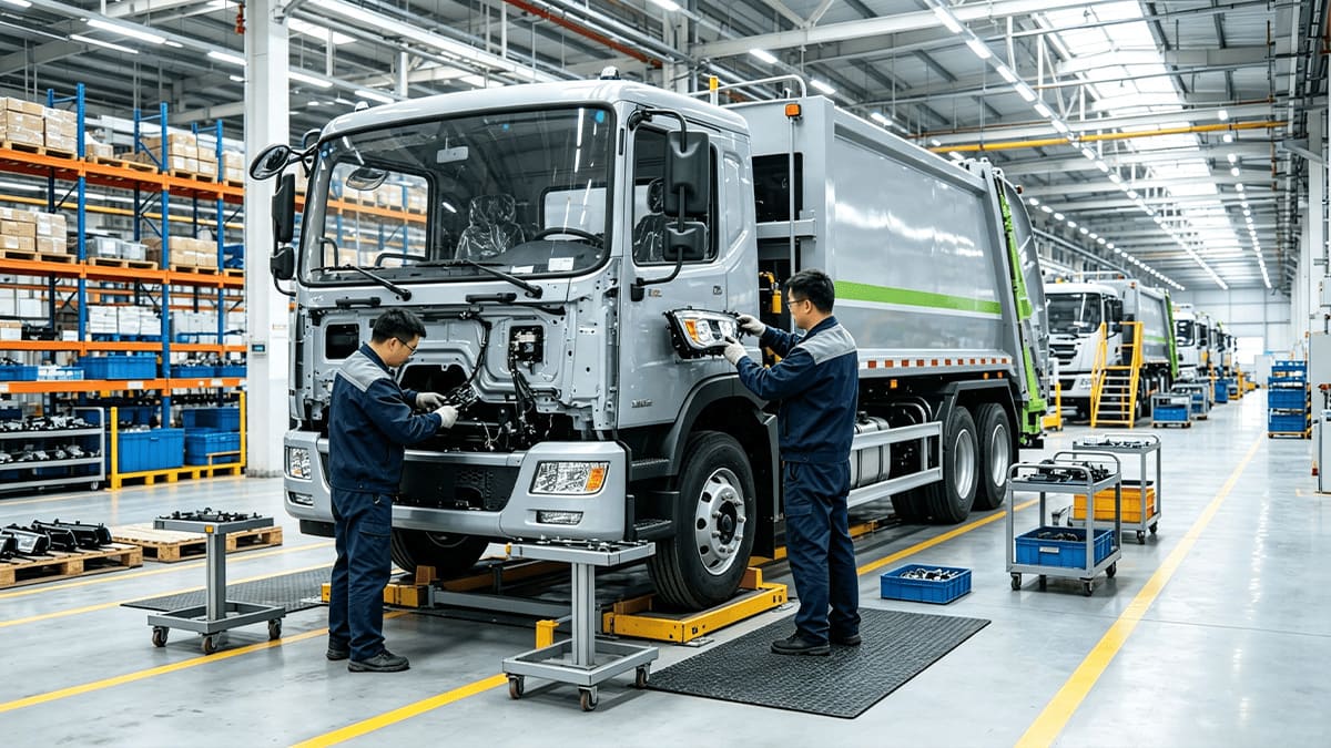 Vehicle manufacturer assembly line using LED work lights